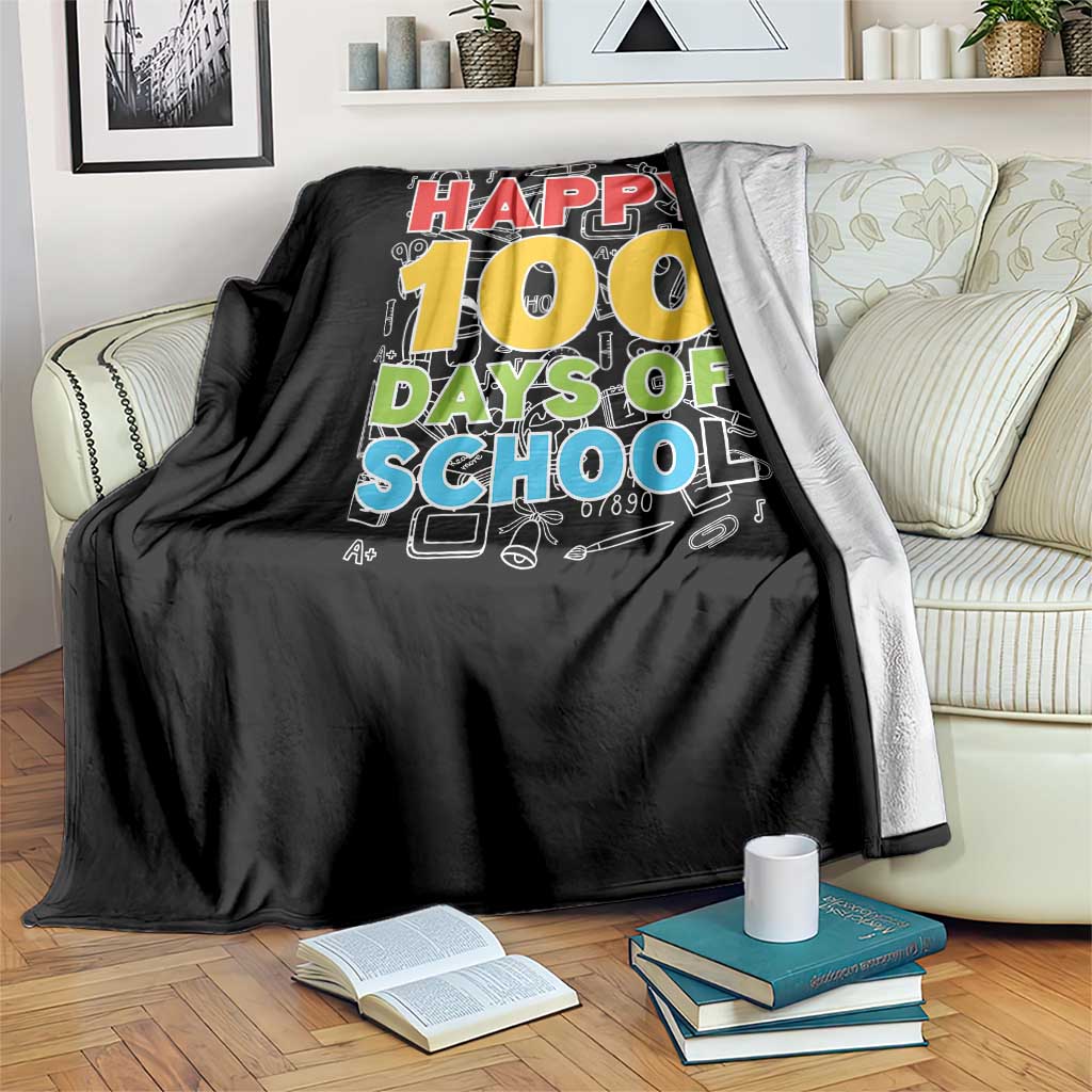 Happy 100 Days of School Throw Blanket Cute Celebration Gift for Teachers and Kids
