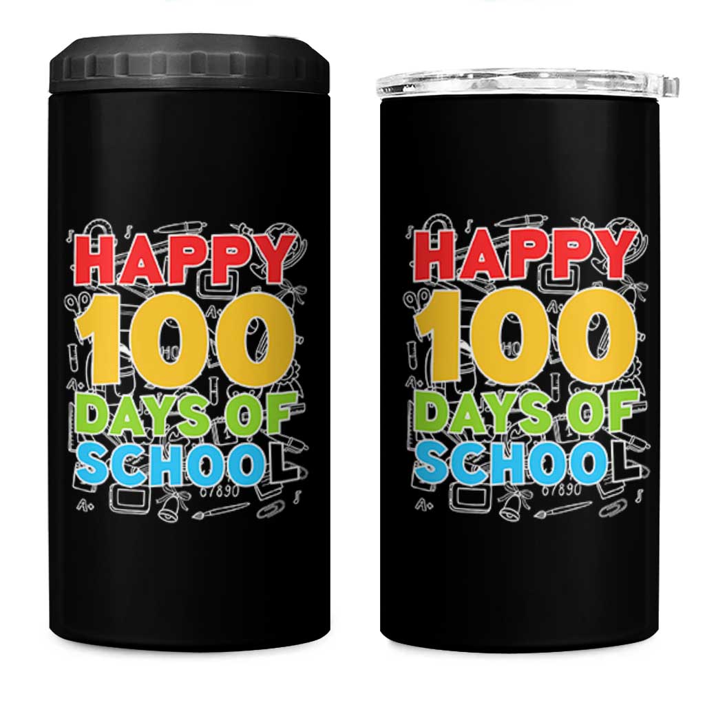 Happy 100 Days of School 4 in 1 Can Cooler Tumbler Cute Celebration Gift for Teachers and Kids
