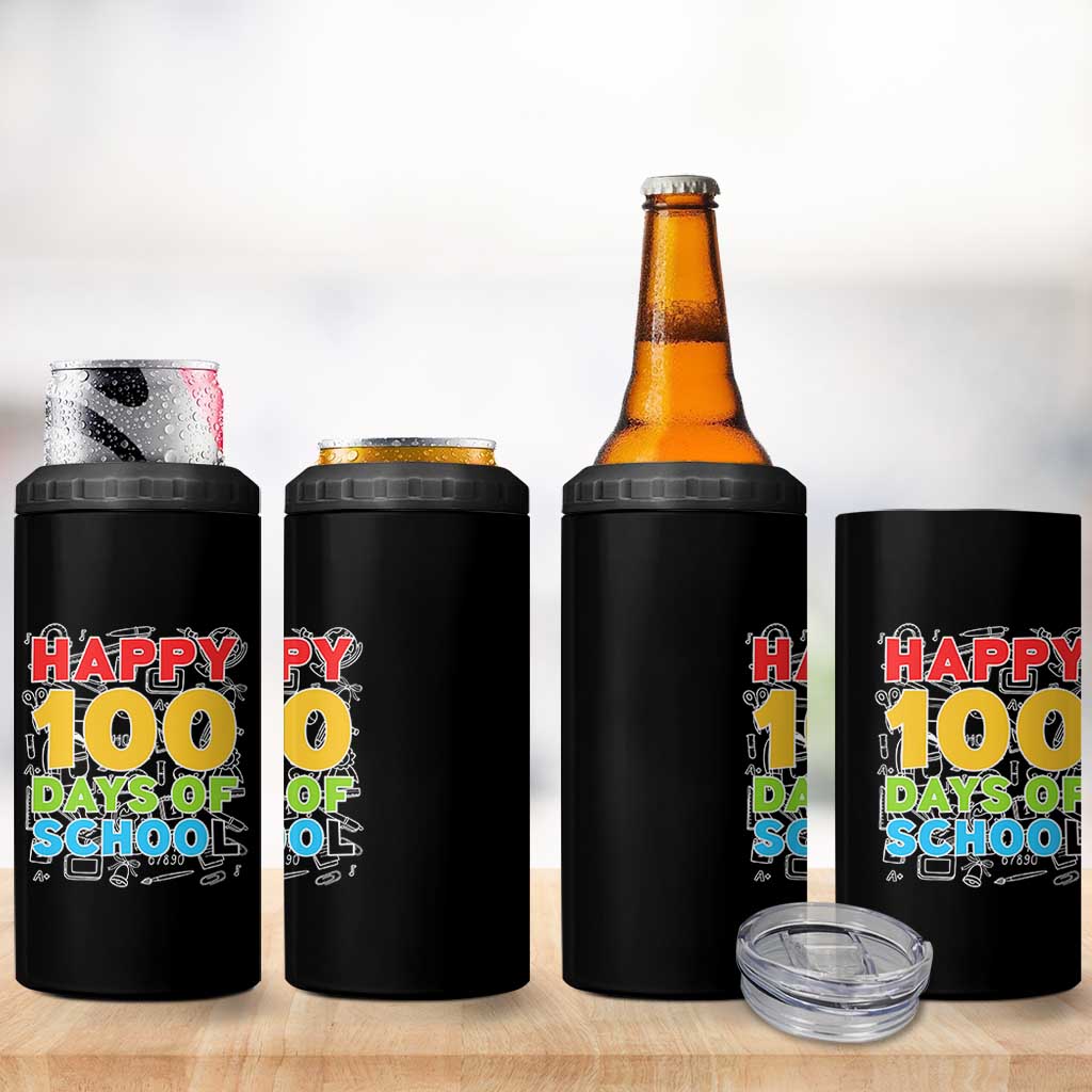 Happy 100 Days of School 4 in 1 Can Cooler Tumbler Cute Celebration Gift for Teachers and Kids