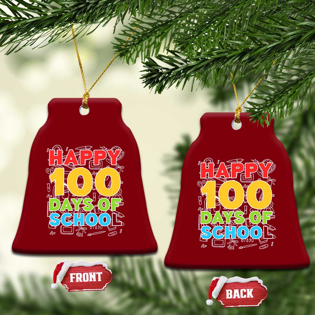 Happy 100 Days of School Ceramic Ornament Cute Celebration Gift for Teachers and Kids