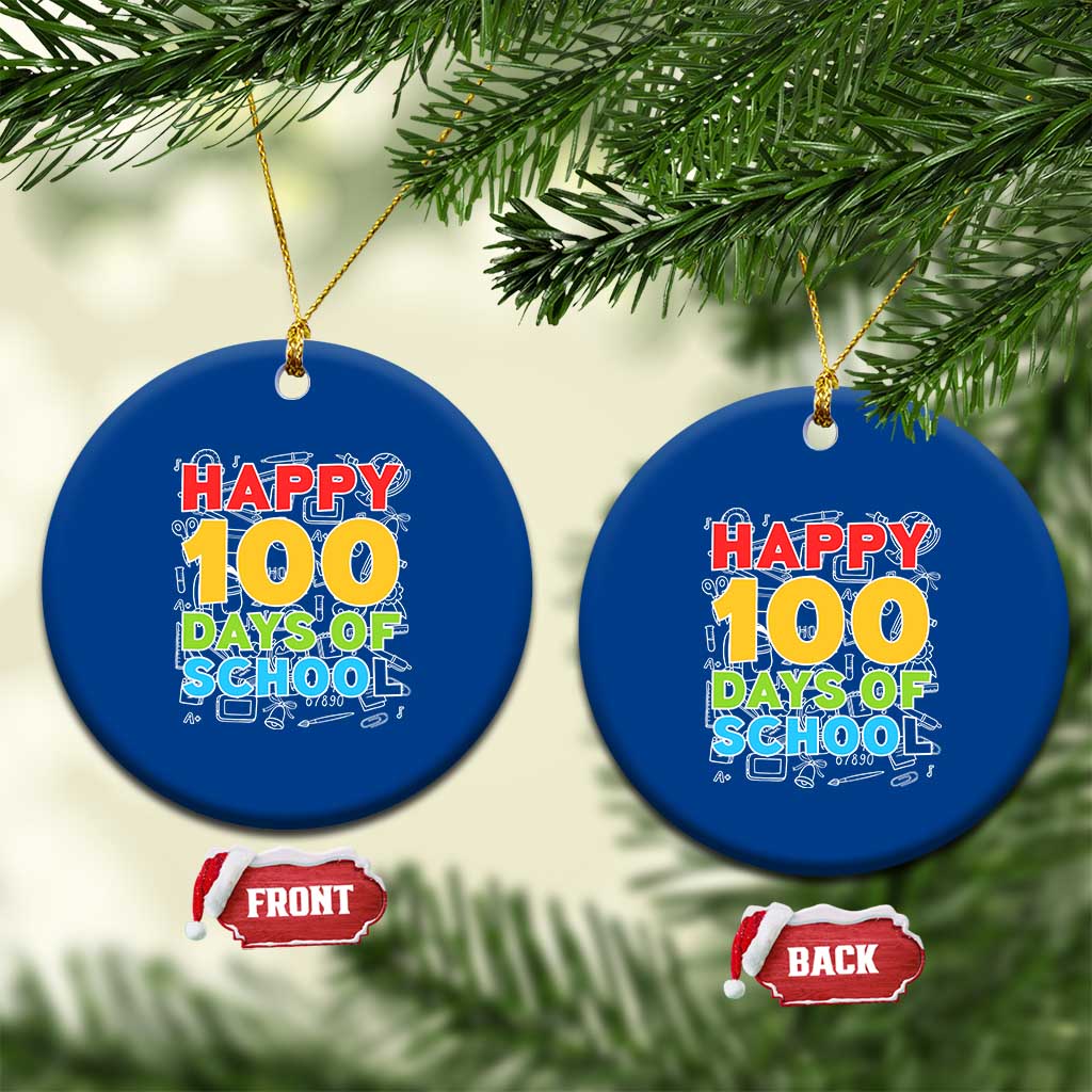 Happy 100 Days of School Ceramic Ornament Cute Celebration Gift for Teachers and Kids