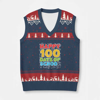 Happy 100 Days of School V-Neck Knit Sweater Vest Cute Celebration Gift for Teachers and Kids