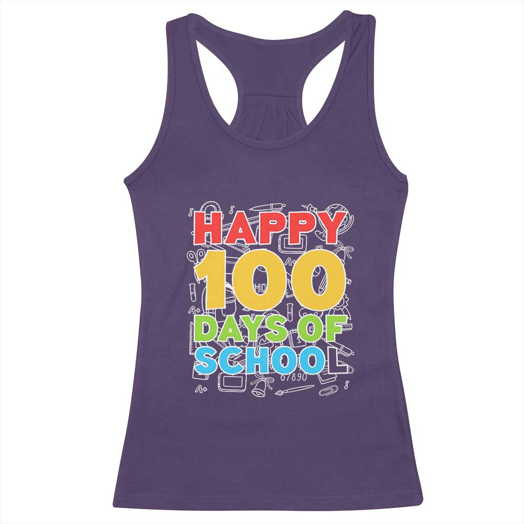 Happy 100 Days of School Racerback Tank Top Cute Celebration Gift for Teachers and Kids