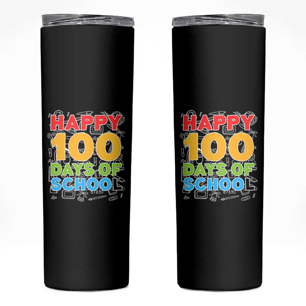 Happy 100 Days of School Skinny Tumbler Cute Celebration Gift for Teachers and Kids
