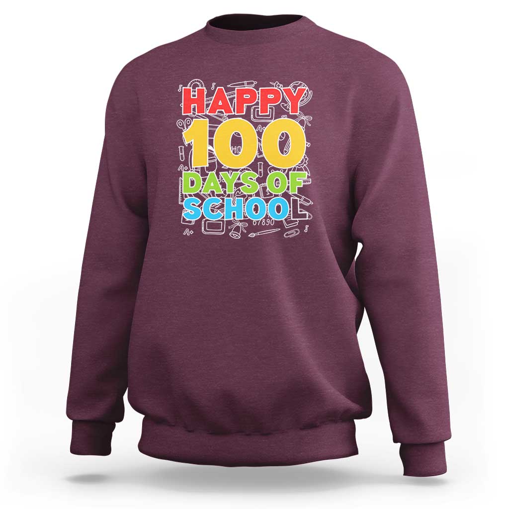 Happy 100 Days Sweatshirt 100th Day of School Celebration - Wonder Print Shop