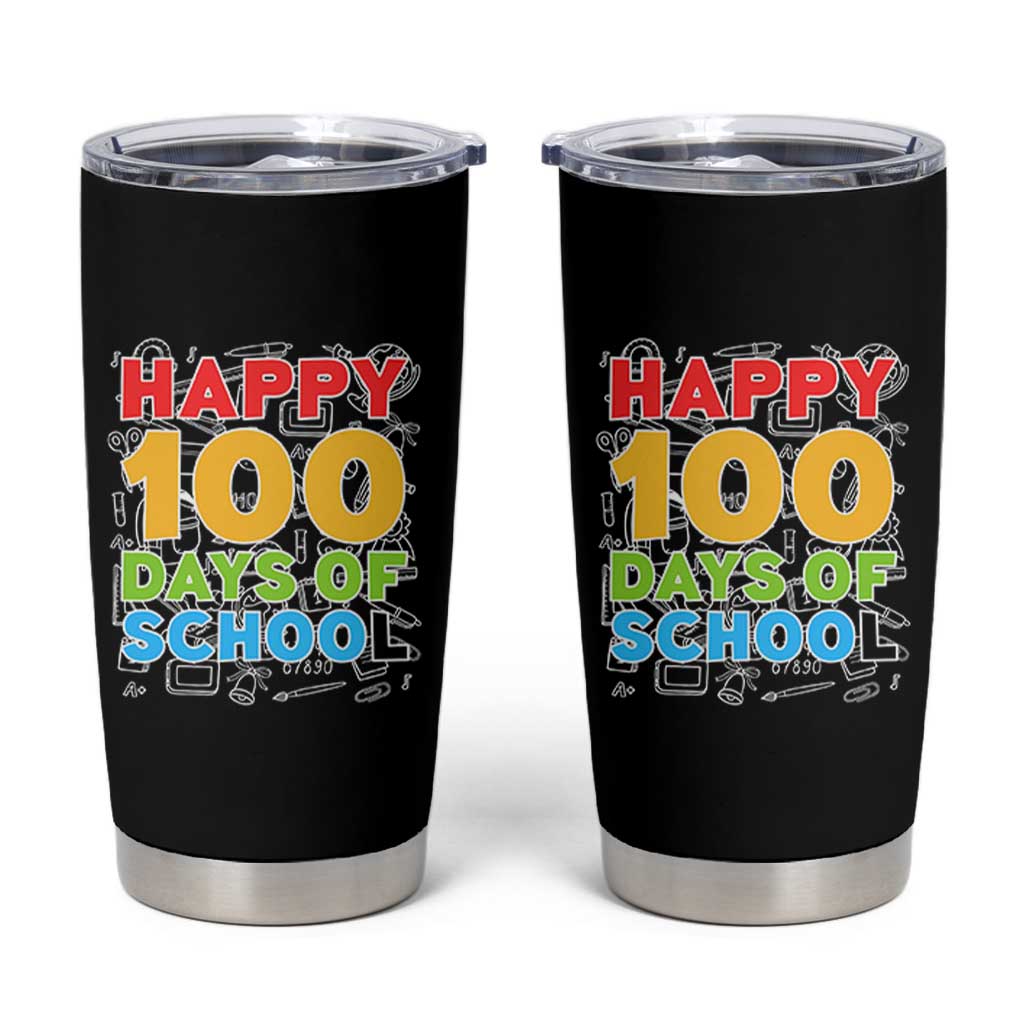 Happy 100 Days of School Tumbler Cup Cute Celebration Gift for Teachers and Kids