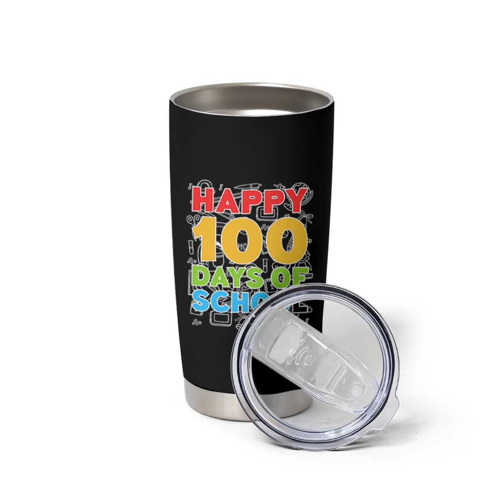 Happy 100 Days of School Tumbler Cup Cute Celebration Gift for Teachers and Kids
