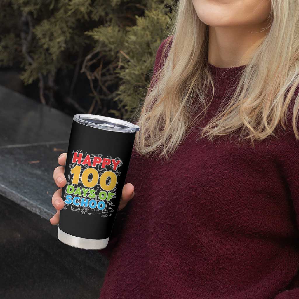 Happy 100 Days of School Tumbler Cup Cute Celebration Gift for Teachers and Kids