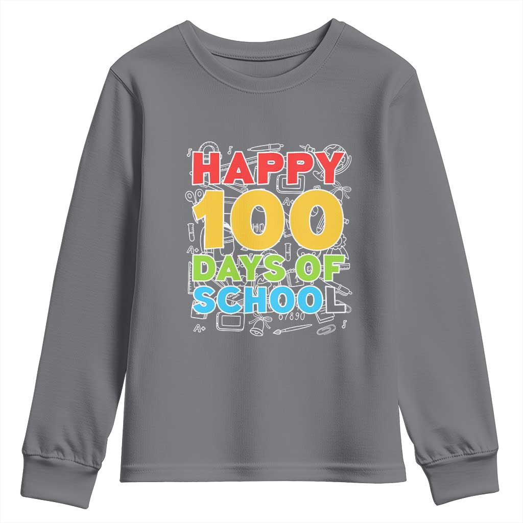 Happy 100 Days of School Youth Sweatshirt Cute Celebration Gift for Teachers and Kids
