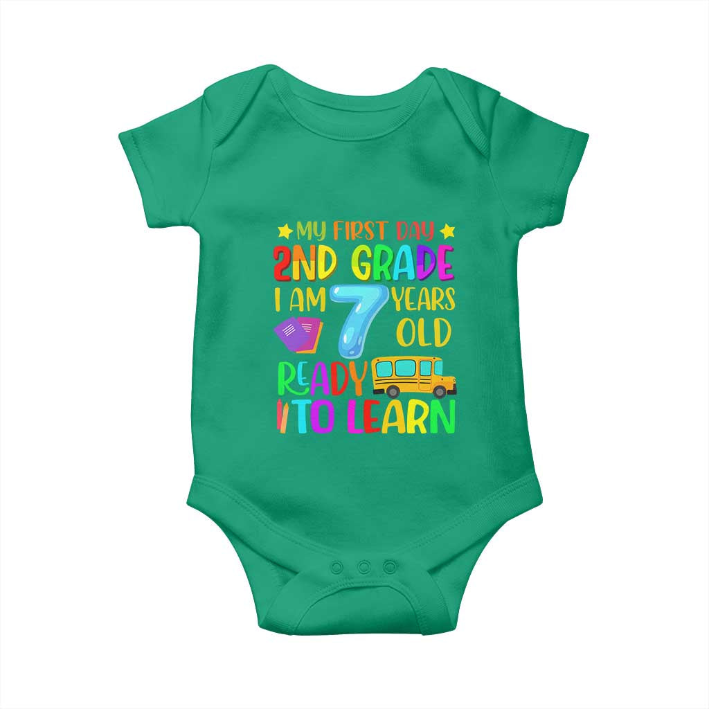 My First Day of 2nd Grade Baby Onesie Ready to Learn Back to School