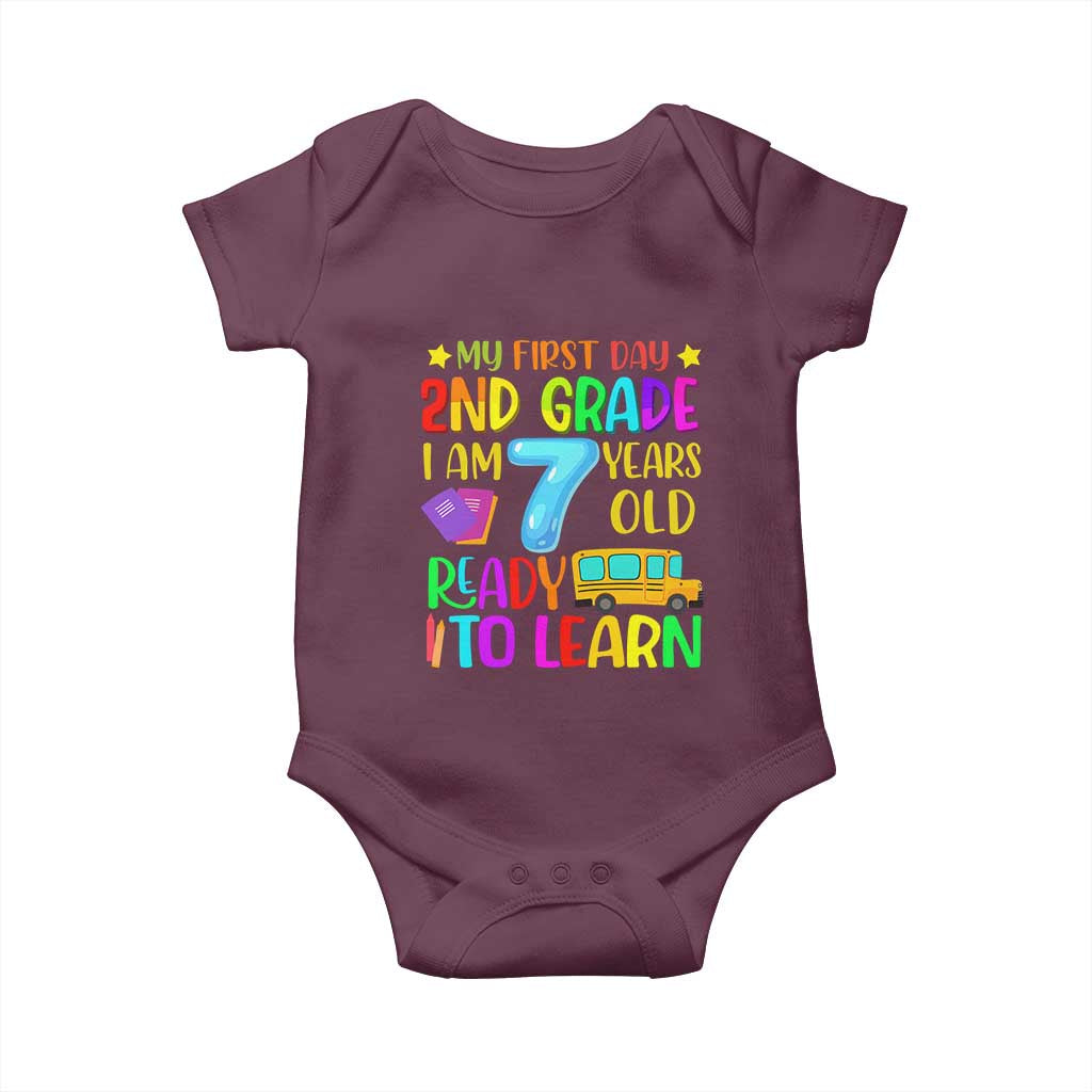 My First Day of 2nd Grade Baby Onesie Ready to Learn Back to School