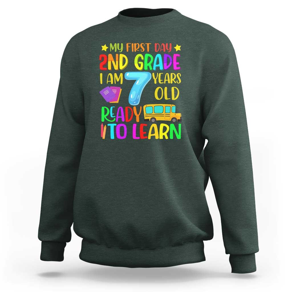My First Day of 2nd Grade Sweatshirt Ready to Learn, Back to School - Wonder Print Shop
