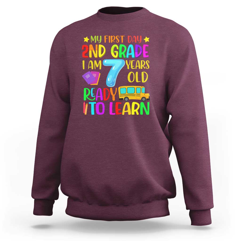 My First Day of 2nd Grade Sweatshirt Ready to Learn, Back to School - Wonder Print Shop