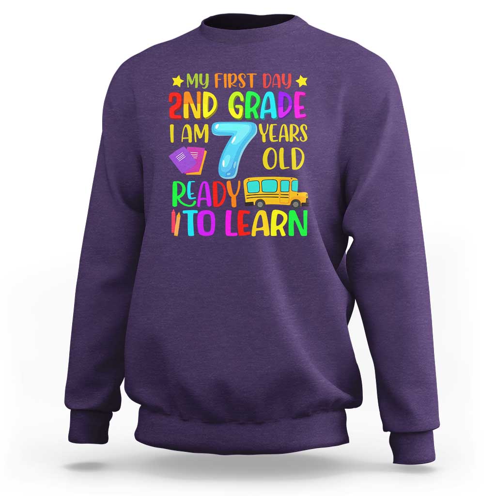 My First Day of 2nd Grade Sweatshirt Ready to Learn, Back to School - Wonder Print Shop
