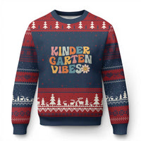 Retro Kindergarten Vibes Ugly Christmas Sweater Cute Kinder Crew First Day of School
