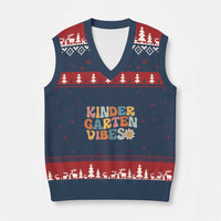 Retro Kindergarten Vibes V-Neck Knit Sweater Vest Cute Kinder Crew First Day of School