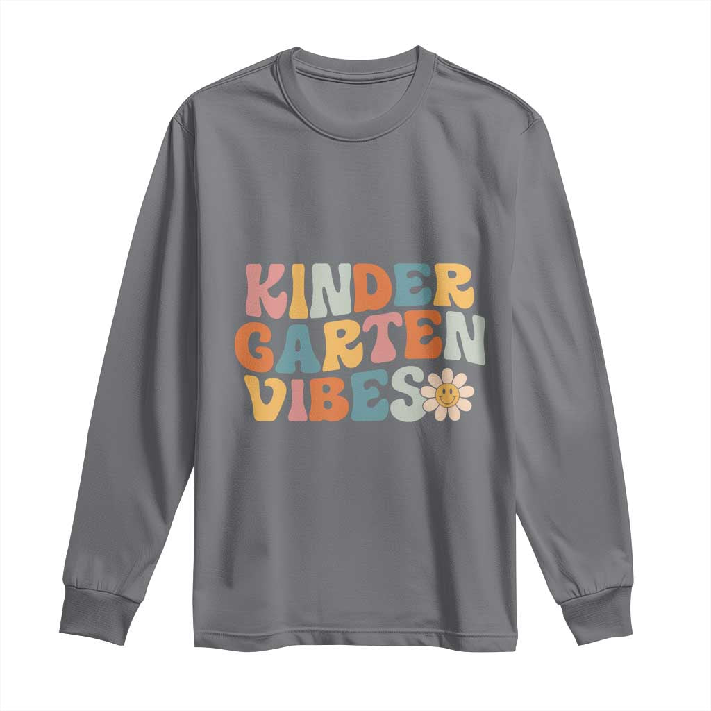 Retro Kindergarten Vibes Long Sleeve Shirt Cute Kinder Crew First Day of School