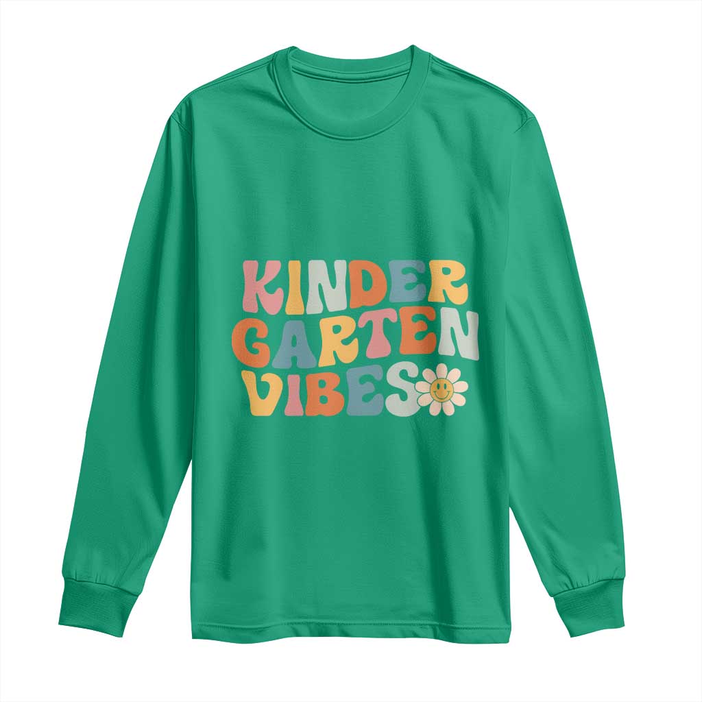Retro Kindergarten Vibes Long Sleeve Shirt Cute Kinder Crew First Day of School