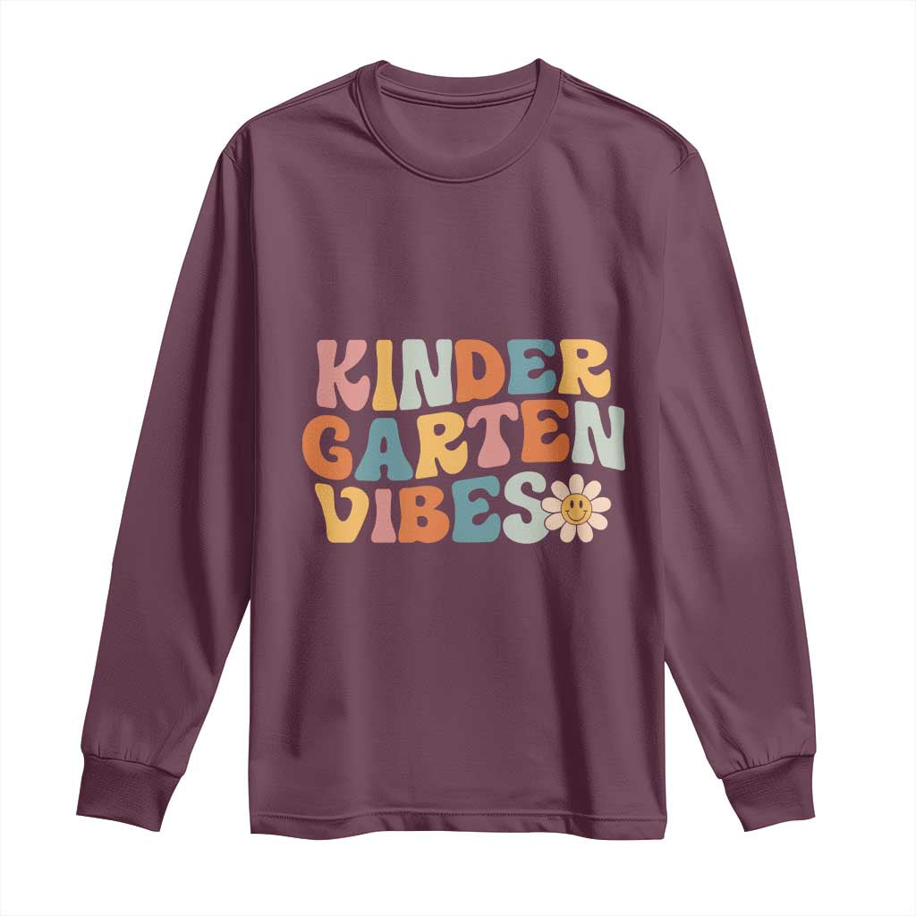 Retro Kindergarten Vibes Long Sleeve Shirt Cute Kinder Crew First Day of School
