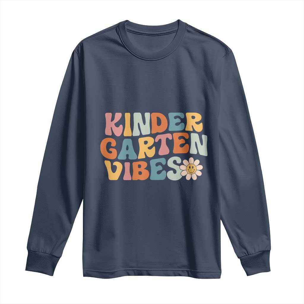 Retro Kindergarten Vibes Long Sleeve Shirt Cute Kinder Crew First Day of School