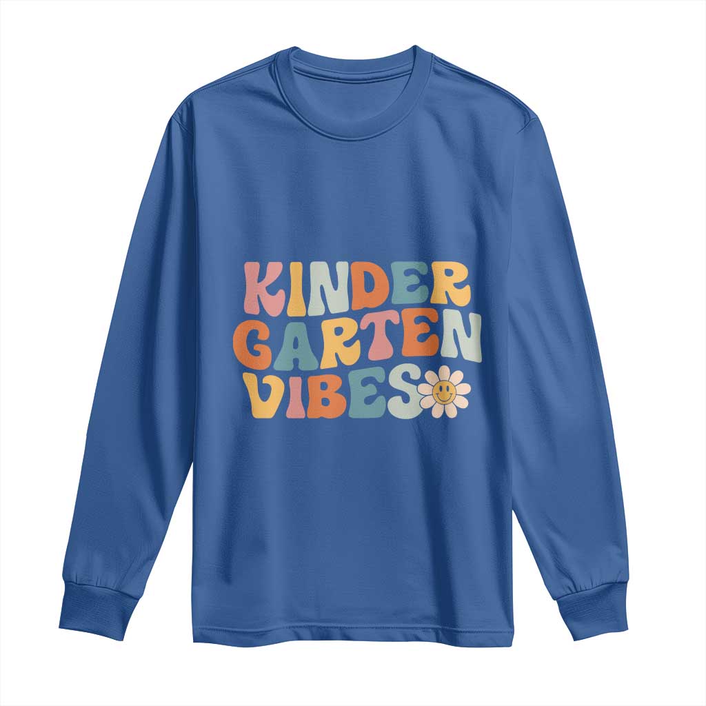 Retro Kindergarten Vibes Long Sleeve Shirt Cute Kinder Crew First Day of School