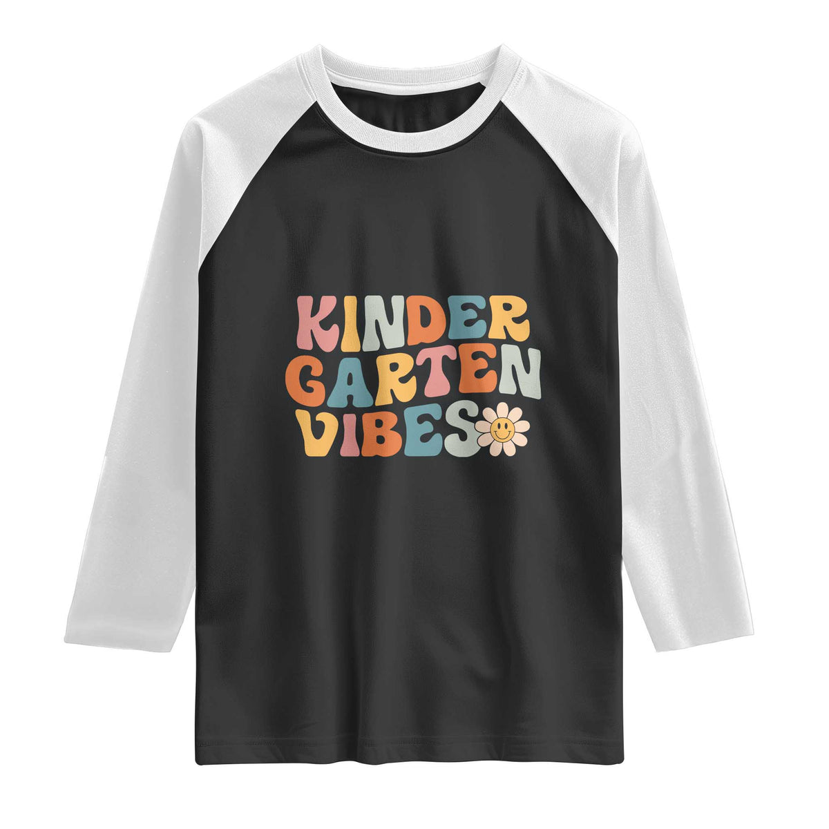 Retro Kindergarten Vibes Raglan Shirt Cute Kinder Crew First Day of School