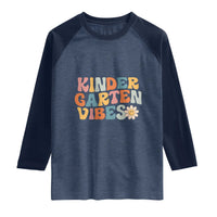 Retro Kindergarten Vibes Raglan Shirt Cute Kinder Crew First Day of School