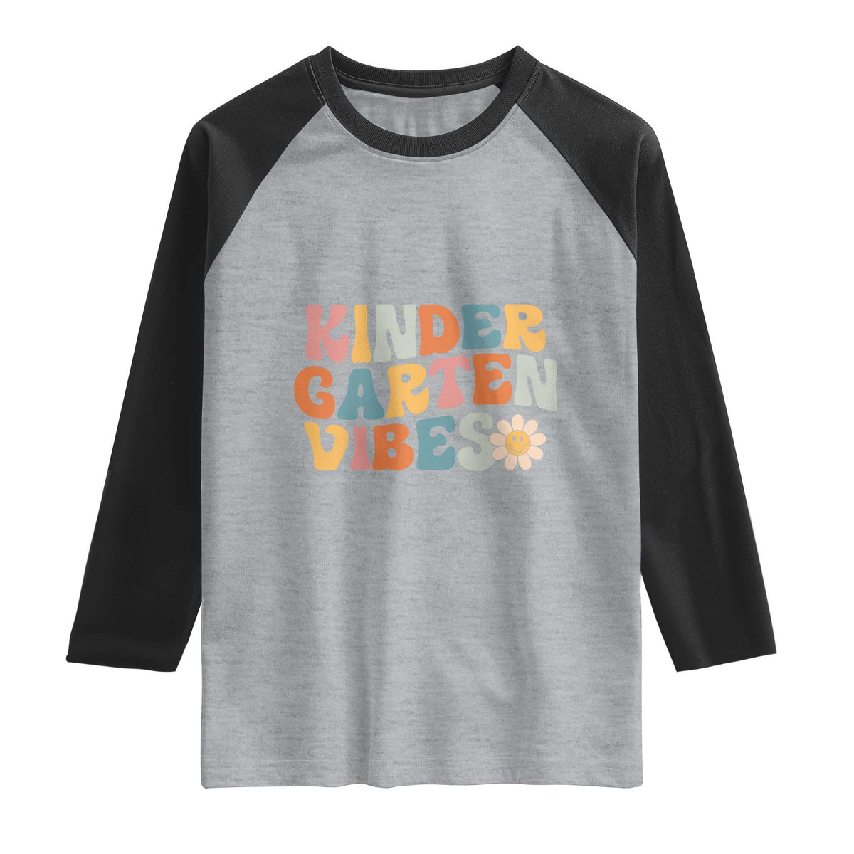 Retro Kindergarten Vibes Raglan Shirt Cute Kinder Crew First Day of School