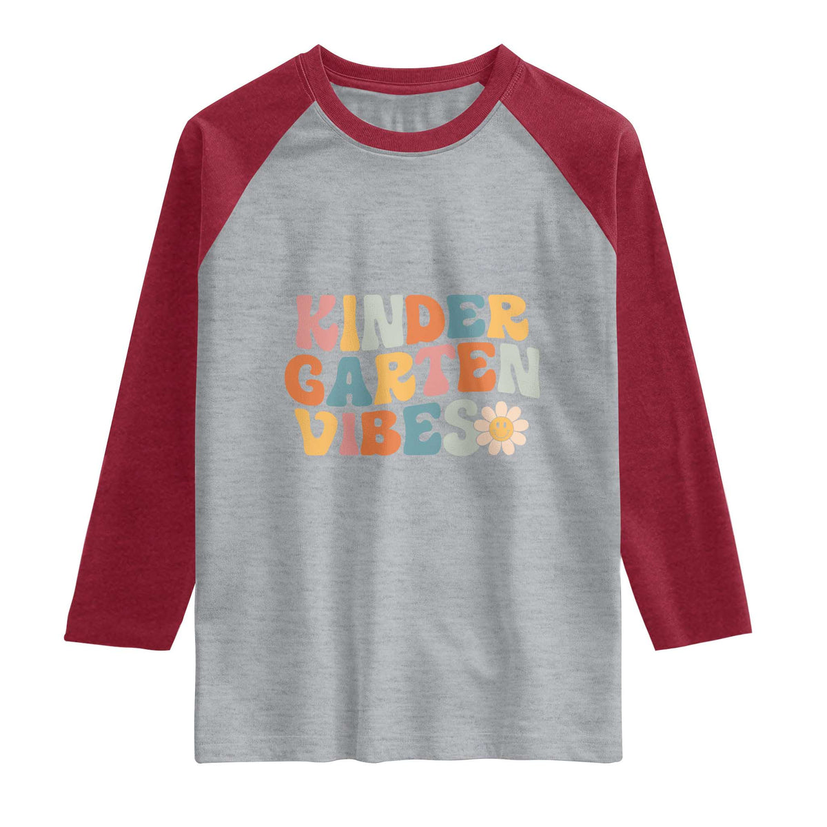 Retro Kindergarten Vibes Raglan Shirt Cute Kinder Crew First Day of School