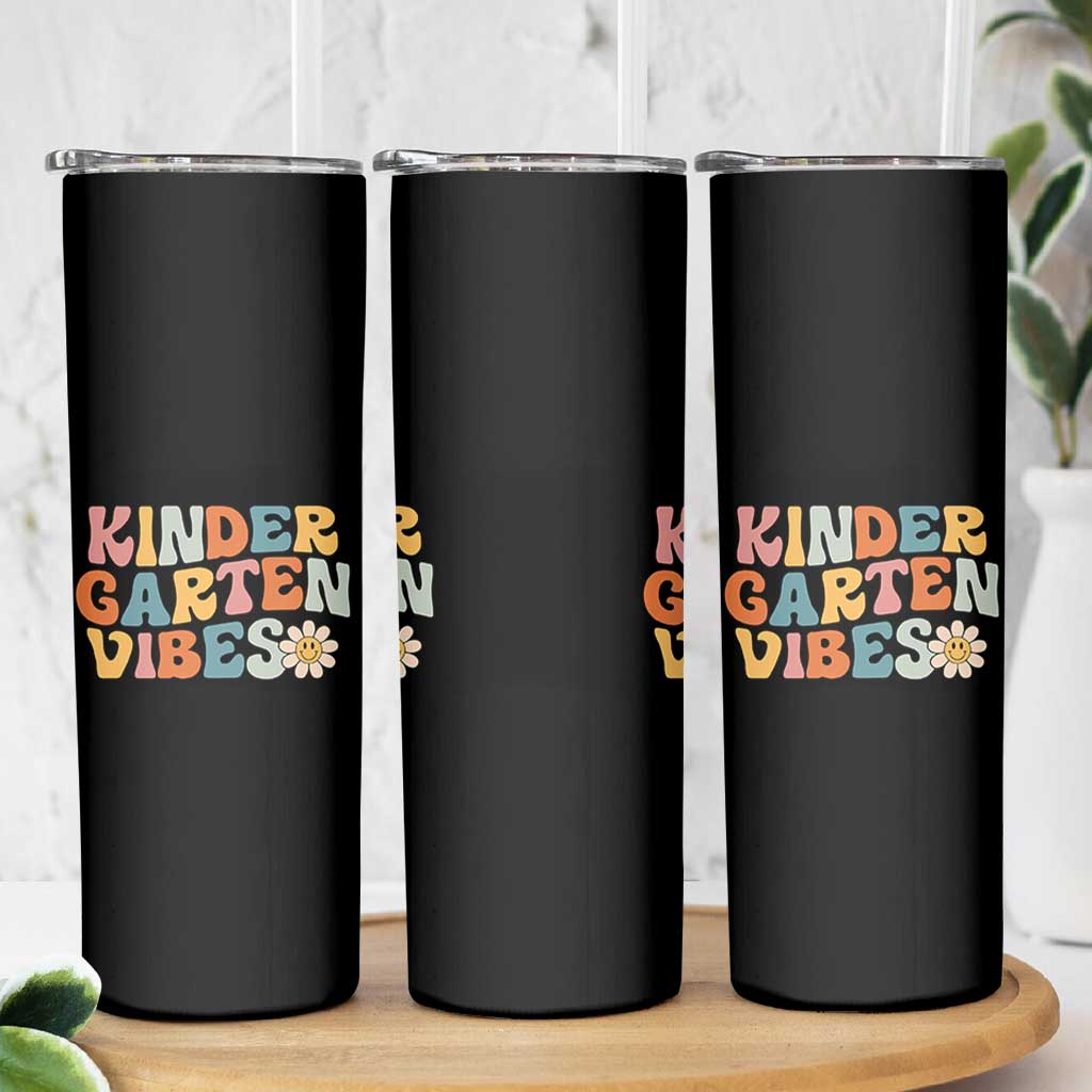 Retro Kindergarten Vibes Skinny Tumbler Cute Kinder Crew First Day of School