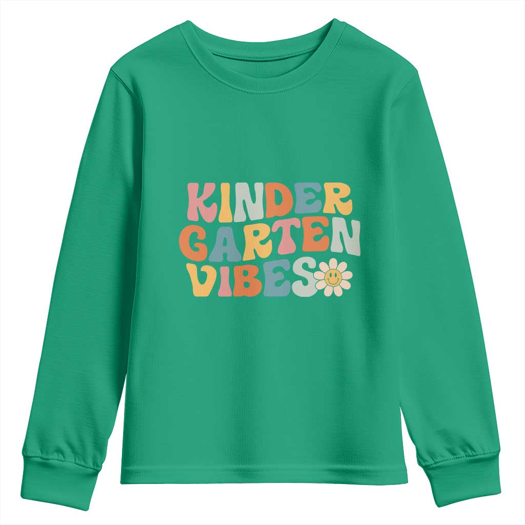 Retro Kindergarten Vibes Youth Sweatshirt Cute Kinder Crew First Day of School