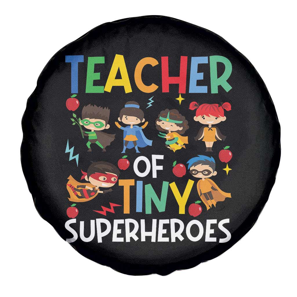 Teacher of Tiny Superheroes Spare Tire Cover Funny 100th Day of School