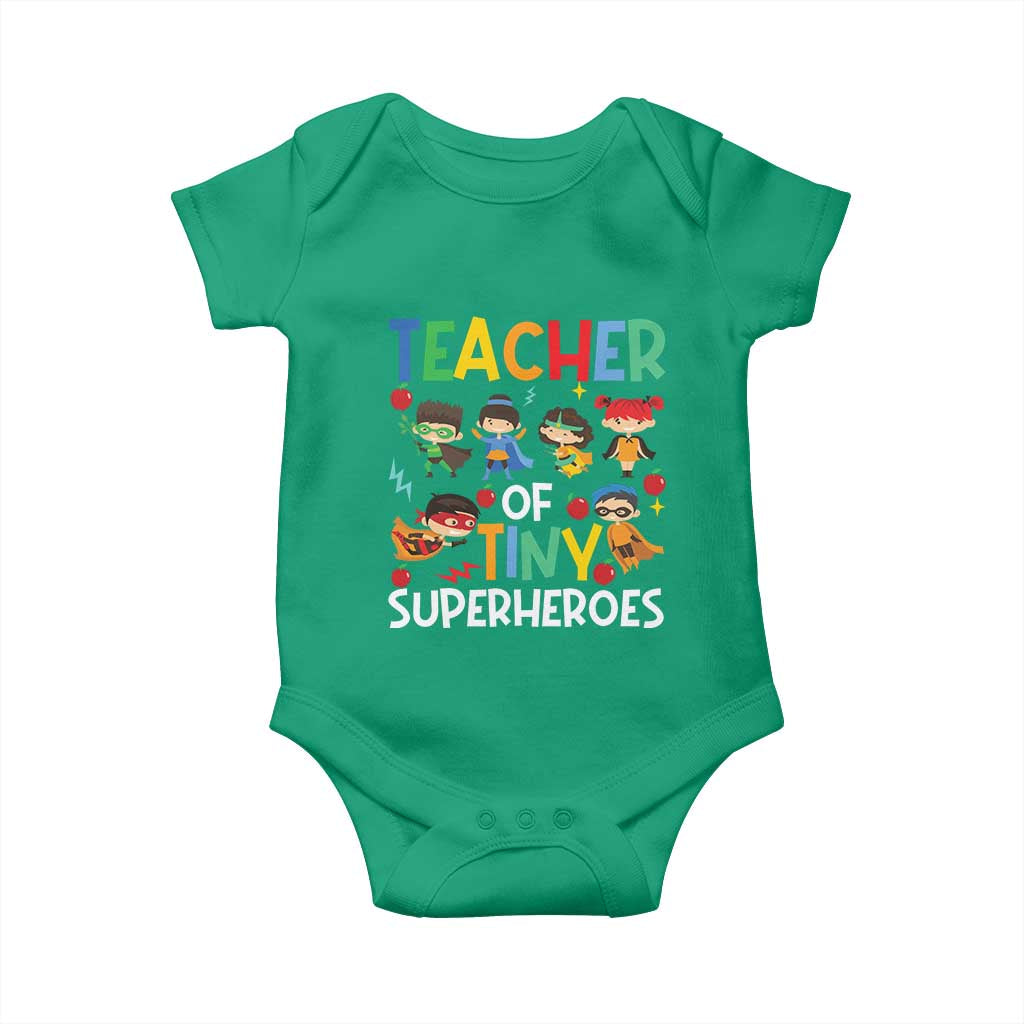 Teacher of Tiny Superheroes Baby Onesie Funny 100th Day of School