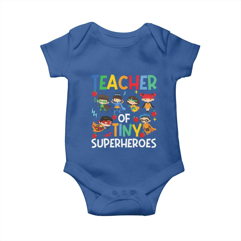 Teacher of Tiny Superheroes Baby Onesie Funny 100th Day of School
