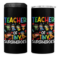 Teacher of Tiny Superheroes 4 in 1 Can Cooler Tumbler Funny 100th Day of School