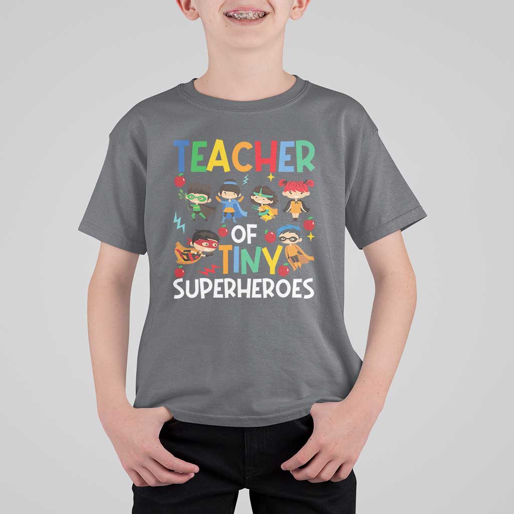 Teacher of Tiny Superheroes T Shirt For Kid Funny 100th Day of School