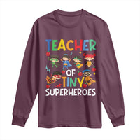 Teacher of Tiny Superheroes Long Sleeve Shirt Funny 100th Day of School