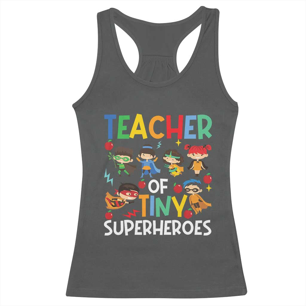 Teacher of Tiny Superheroes Racerback Tank Top Funny 100th Day of School