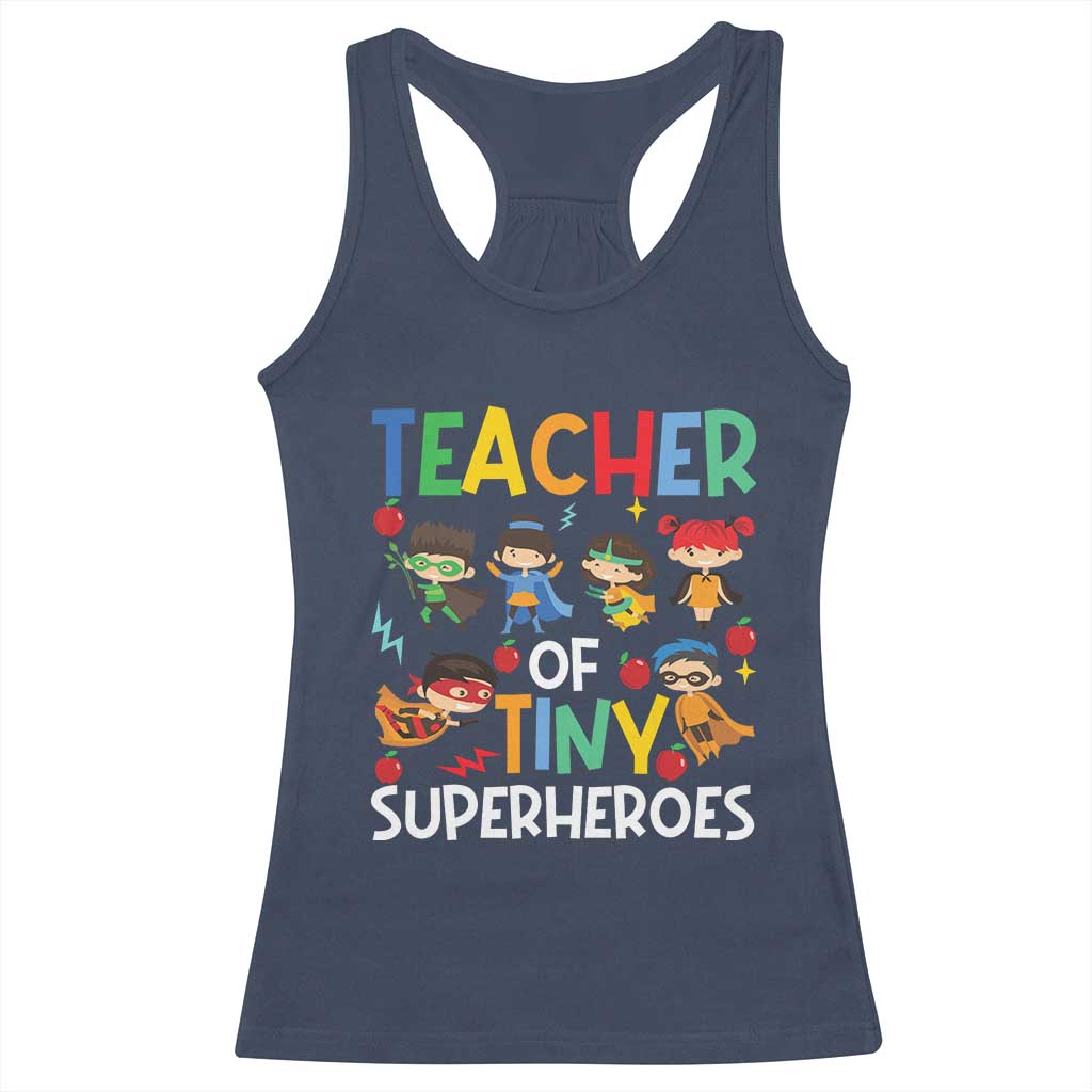 Teacher of Tiny Superheroes Racerback Tank Top Funny 100th Day of School