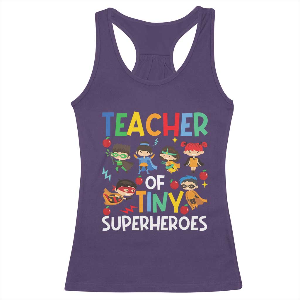 Teacher of Tiny Superheroes Racerback Tank Top Funny 100th Day of School
