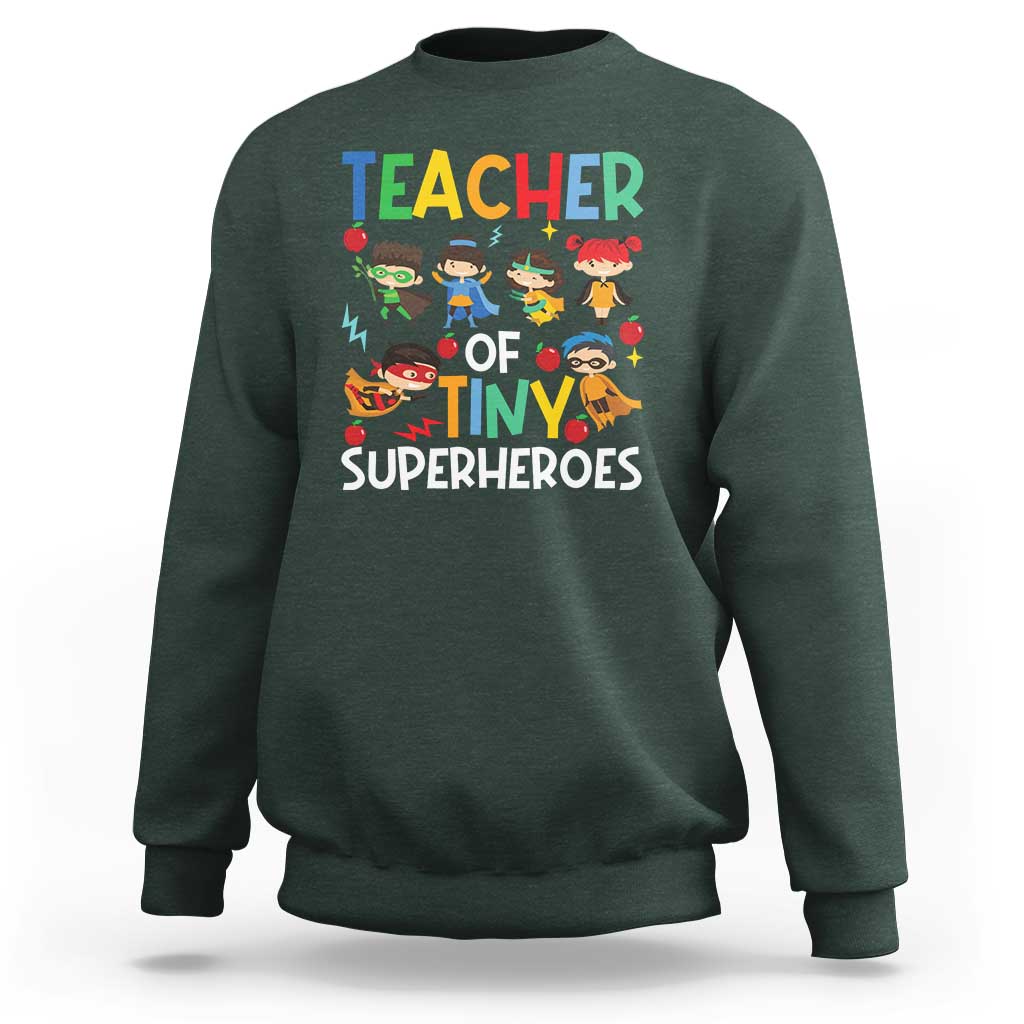 Teacher of Tiny Superheroes Sweatshirt Funny 100th Day of School - Wonder Print Shop