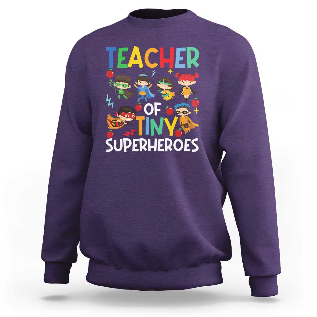 Teacher of Tiny Superheroes Sweatshirt Funny 100th Day of School - Wonder Print Shop
