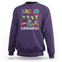 Teacher of Tiny Superheroes Sweatshirt Funny 100th Day of School - Wonder Print Shop