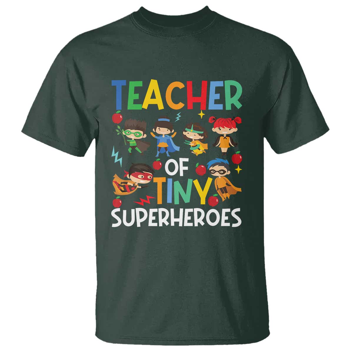 Teacher of Tiny Superheroes T Shirt Funny 100th Day of School - Wonder Print Shop