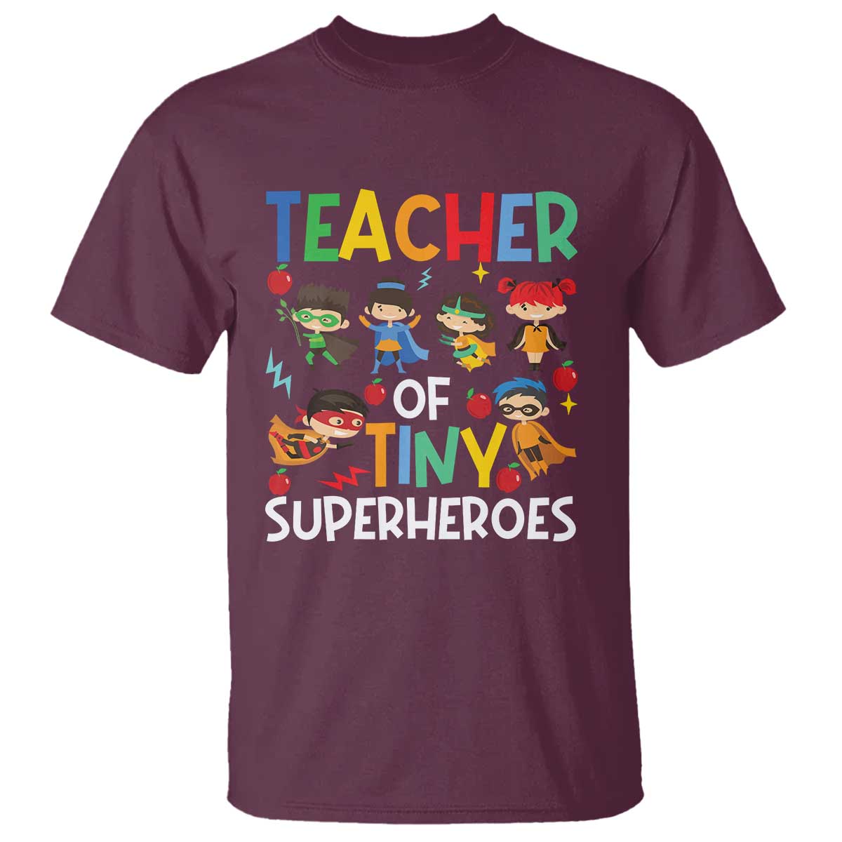 Teacher of Tiny Superheroes T Shirt Funny 100th Day of School - Wonder Print Shop