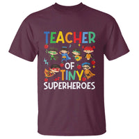 Teacher of Tiny Superheroes T Shirt Funny 100th Day of School - Wonder Print Shop