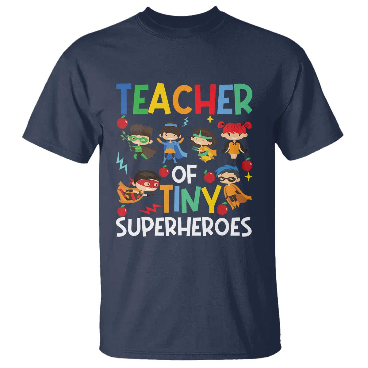 Teacher of Tiny Superheroes T Shirt Funny 100th Day of School - Wonder Print Shop