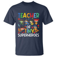 Teacher of Tiny Superheroes T Shirt Funny 100th Day of School - Wonder Print Shop