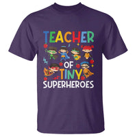 Teacher of Tiny Superheroes T Shirt Funny 100th Day of School - Wonder Print Shop