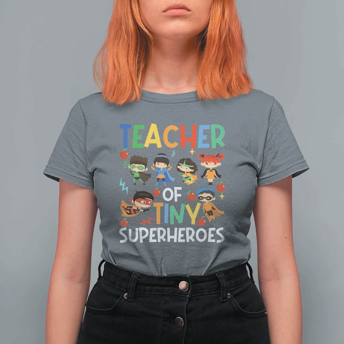 Teacher of Tiny Superheroes T Shirt For Women Funny 100th Day of School
